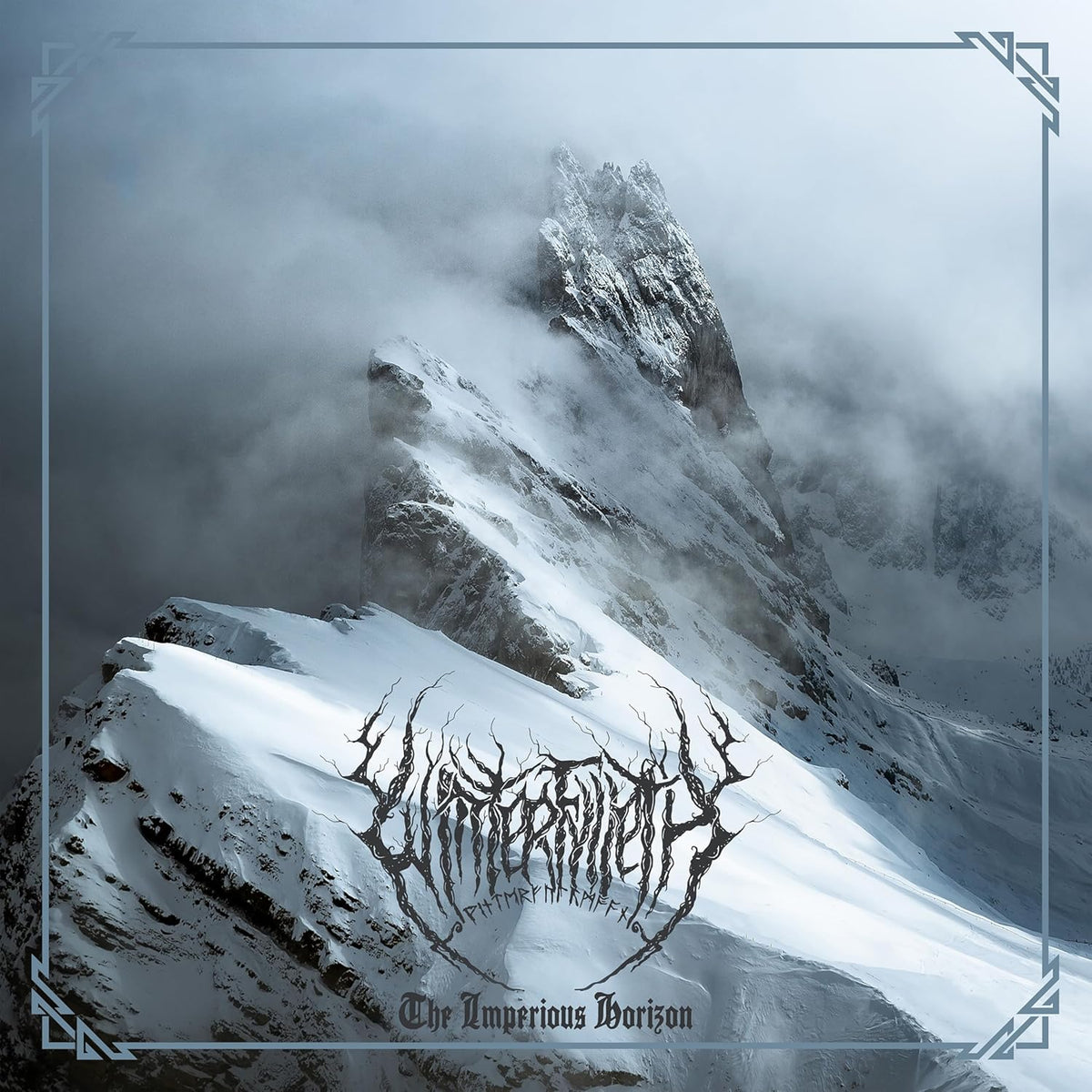 Snow-covered mountains with band logo and album title overlay.