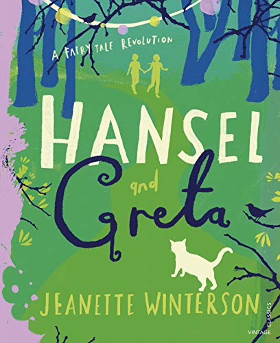 Book cover for "Hansel and Greta" with illustrated forest scene.
