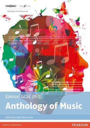 Edexcel GCSE Music anthology cover with colorful musical notes and a face.