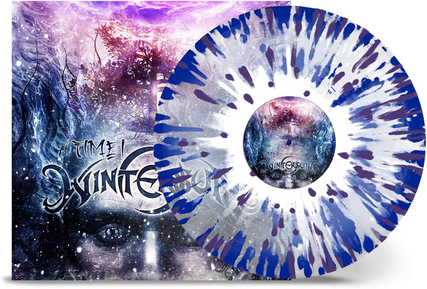 Wintersun “Time I” vinyl record with blue and white marbled design.