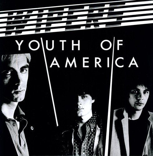 Black and white album cover featuring three young men and bold text.