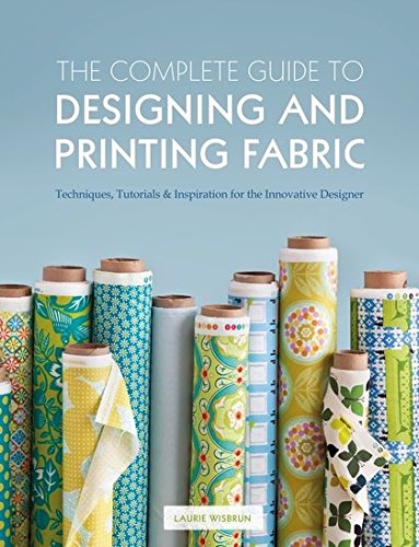 Book cover featuring colorful patterned fabric rolls, titled "Designing and Printing Fabric".