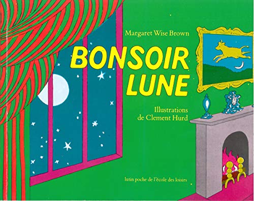 Cover of the children's book Bonsoir lune showing a bedroom with a fireplace.