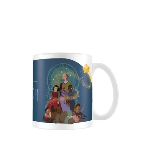 White mug featuring a group of animated characters from the movie Wish.