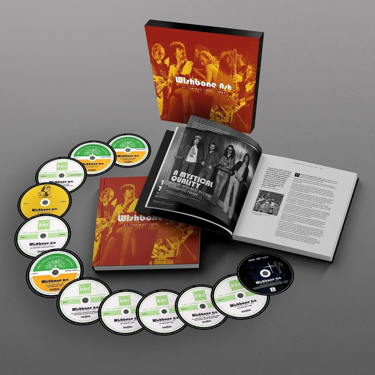 Wishbone Ash At The BBC box set with discs, a book, and outer packaging.