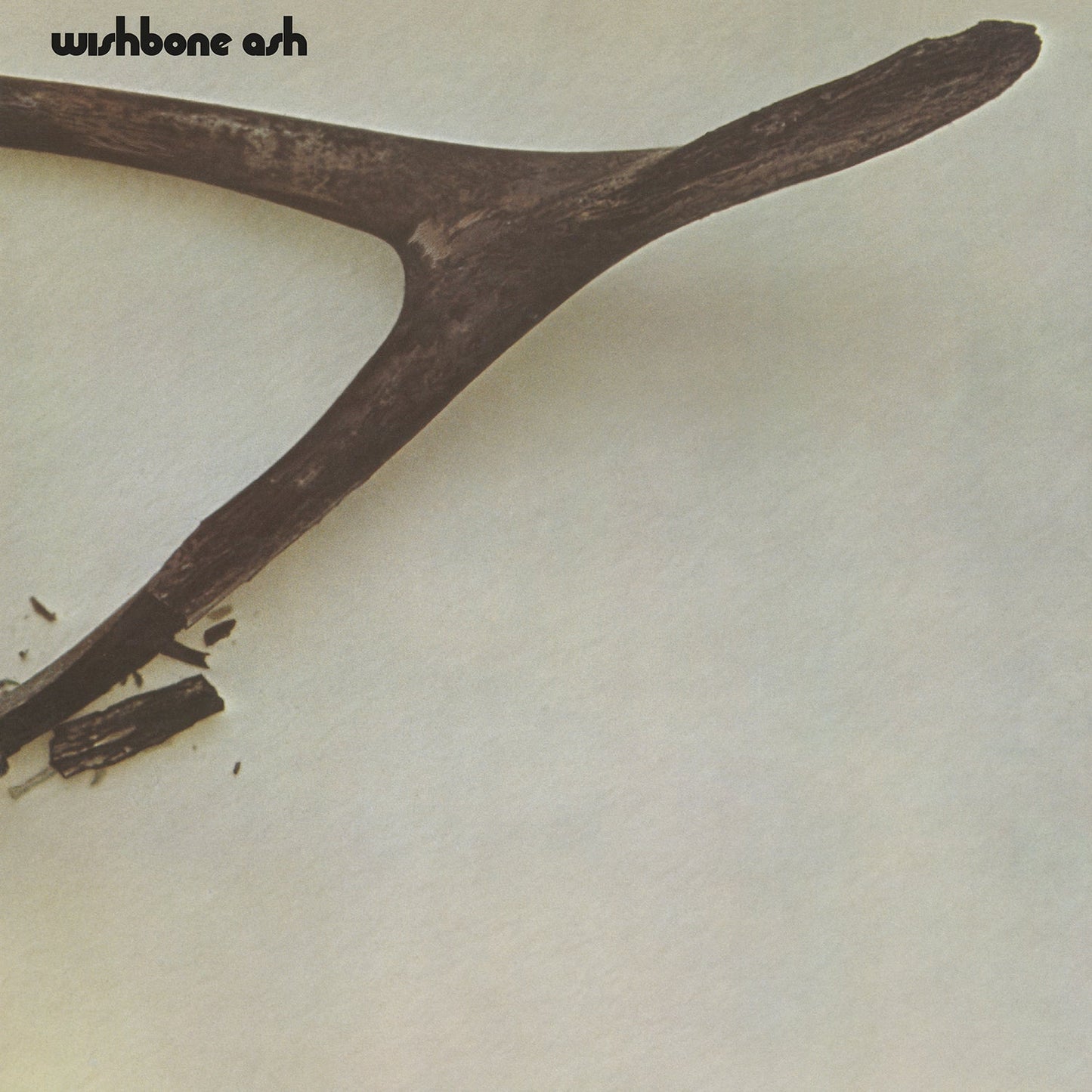 A dark wishbone-shaped stick against a light background with the text Wishbone Ash.