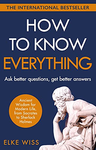 Book cover: "How to Know Everything" with a statue of a thinker.