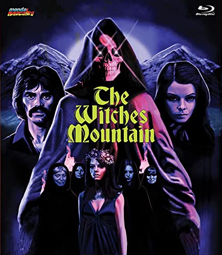 Witches Mountain" Blu-ray cover featuring a hooded figure and several faces.