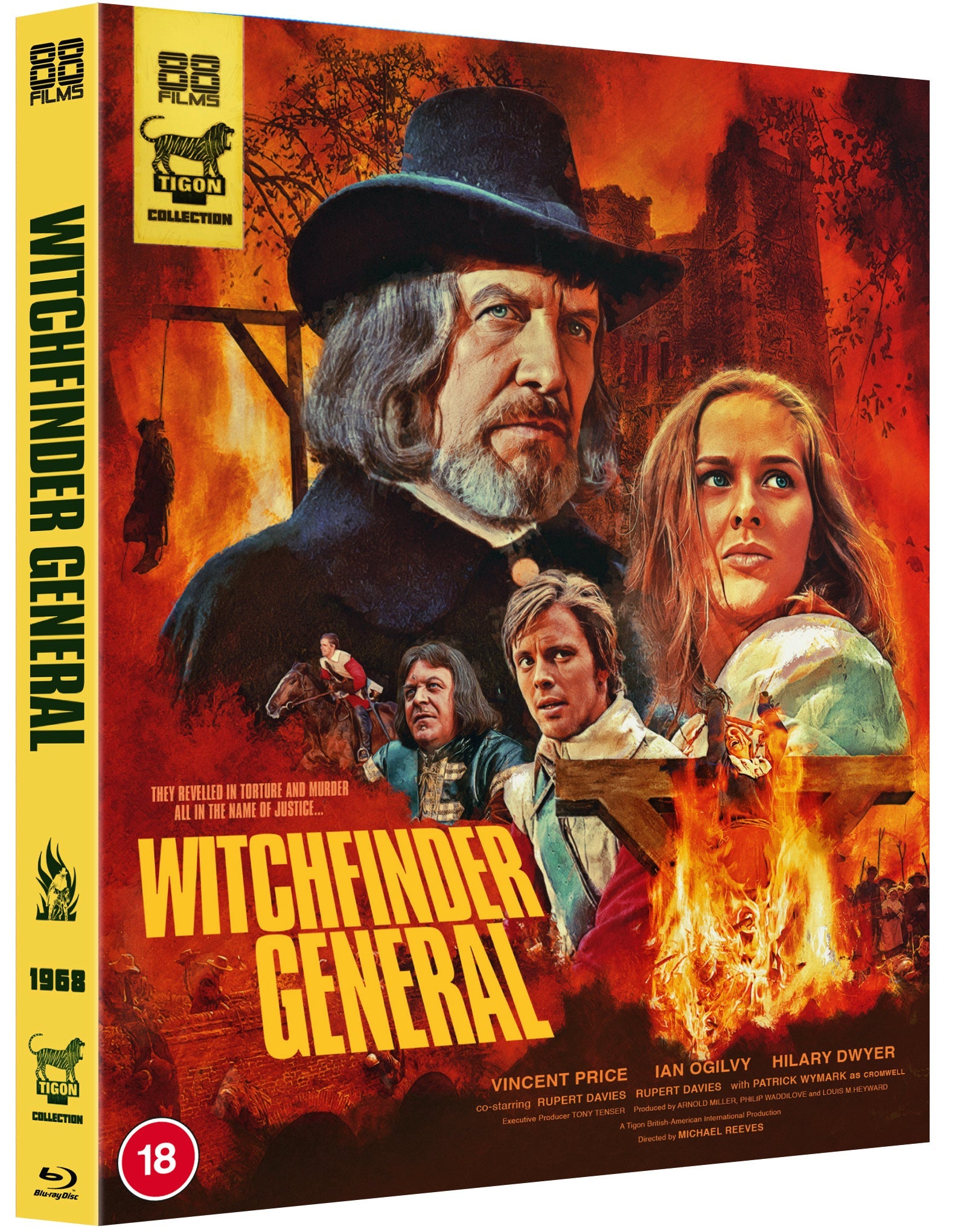Blu-ray cover for "Witchfinder General" featuring Vincent Price and a historical scene.