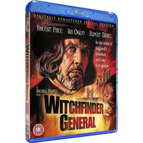 Witchfinder General" Blu-ray cover featuring Vincent Price in a dark hat.