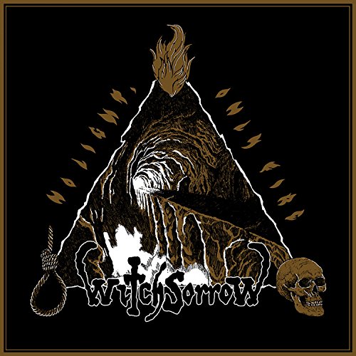 CD cover: dark, textured mountain with flames, skull, and text “Witchsorrow”.