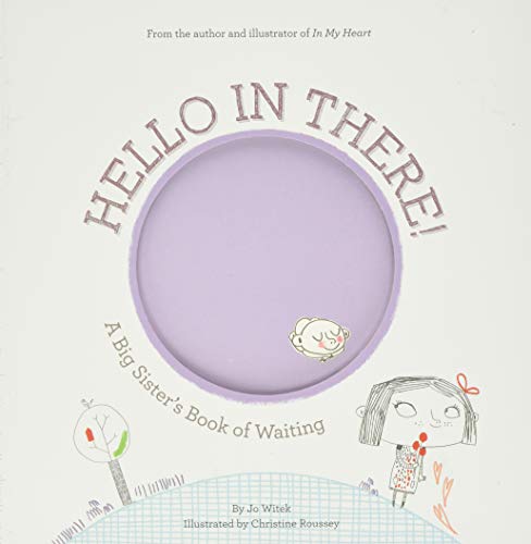 Book cover with purple circle, girl, and text: "Hello in There!