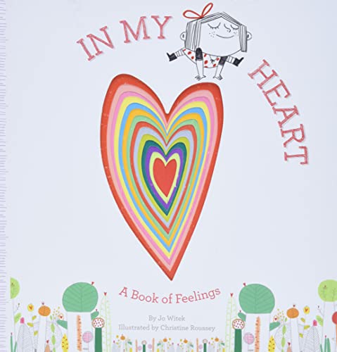 Book cover showing a rainbow-colored heart cutout and a cartoon girl on white background.
