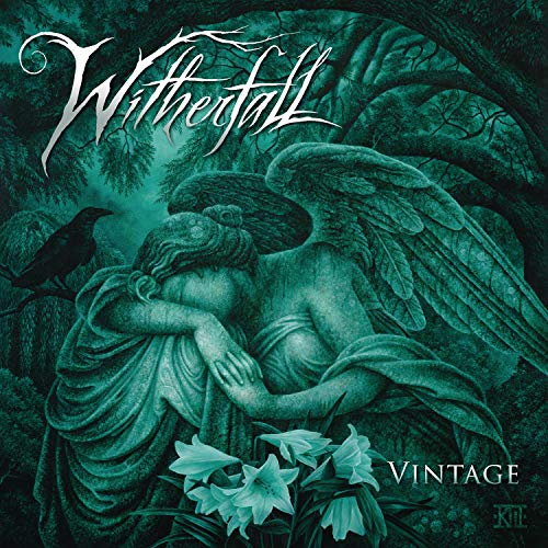 Witherfall "Vintage" EP cover: statues, raven, and lilies in a dark forest.