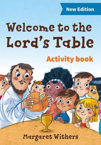Children’s activity book cover depicting Jesus with diverse kids at a table.