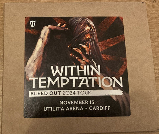 Within Temptation “Bleed Out” 2024 tour CD packaging with dark, dramatic artwork.