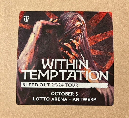 Within Temptation “Bleed Out” tour CD cover with a shrouded figure.