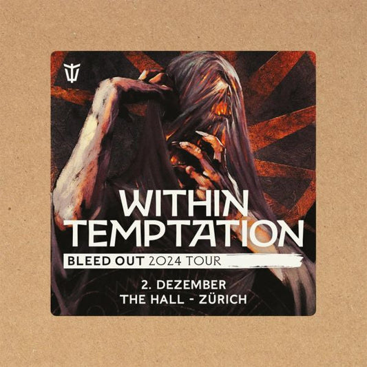 Within Temptation album cover featuring a shadowy figure and tour details.