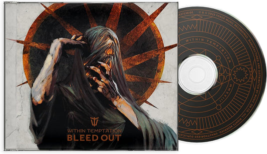 Within Temptation "Bleed Out" CD case and disc with abstract artwork.