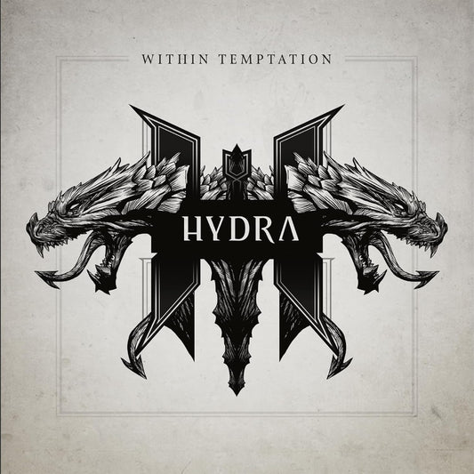 Within Temptation’s “Hydra” vinyl album cover featuring a black and white dragon design.
