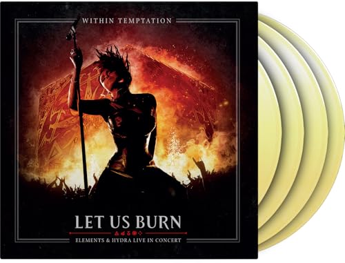 Within Temptation vinyl album cover featuring a singer on stage with three yellow discs.