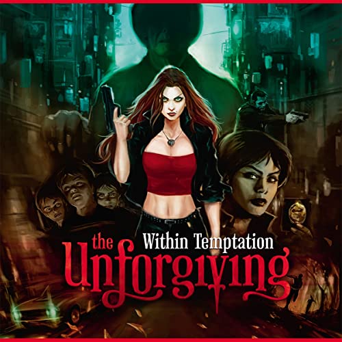 Album cover for Within Temptation’s “Unforgiving” featuring a woman with a gun.