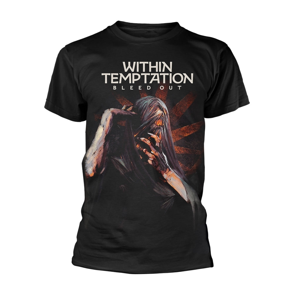 Black t-shirt with “Bleed Out” album artwork on the back, size X-Large.