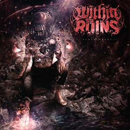 Within the Ruins" album cover: dark, distorted figure amidst cosmic debris.