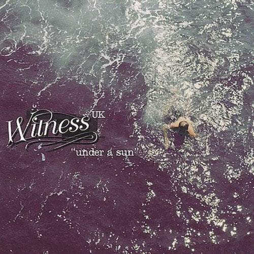 Album cover showing a person swimming in purpleCC purple-tinted water with the text Witness UK.