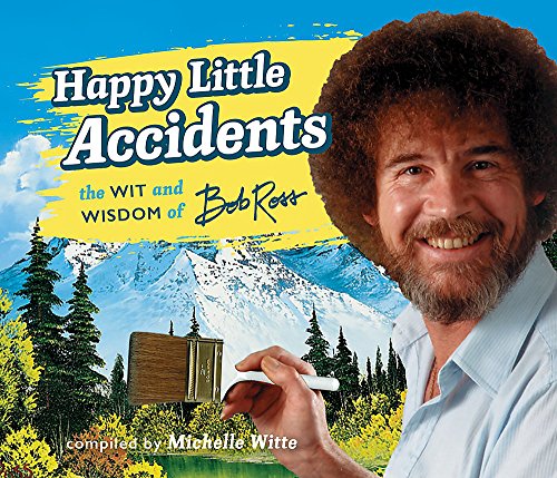 Book cover featuring painter Bob Ross with a mountain landscape.