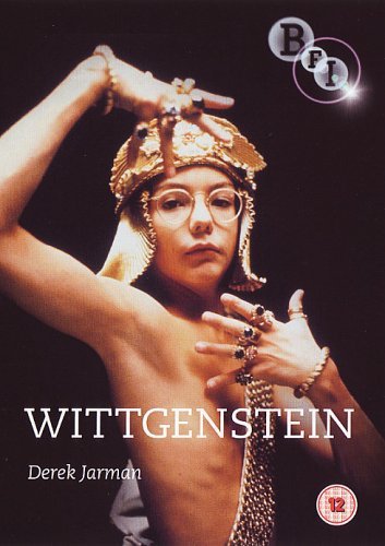DVD cover for "Wittgenstein" featuring a man in ornate headwear.