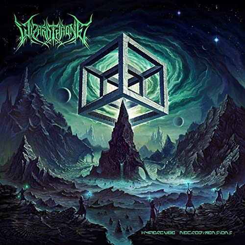 Album cover featuring a glowing hypercube over a dark, mountainous landscape.