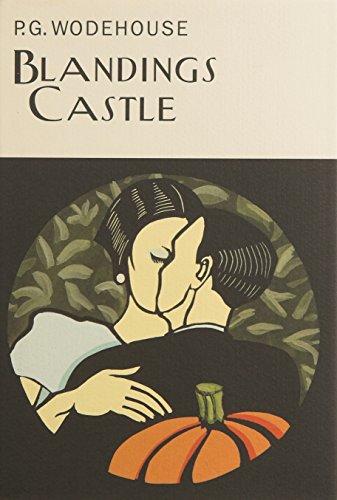 Book cover for "Blandings Castle" with illustrated couple and pumpkin.