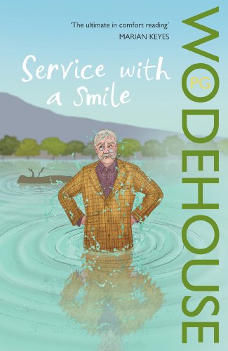 Book cover: Man in water, title "Service with a Smile" by P.G. Wodehouse.