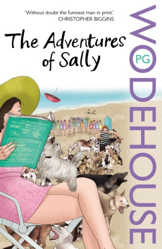 Book cover: woman reading to dogs on a beach, illustrated style.