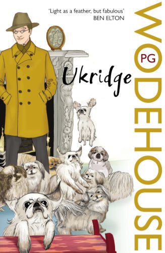 Book cover: a man in yellow, dogs, and ornate architectural detail.