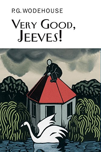 Book cover: "Very Good, Jeeves!" with illustration of a man and swan.