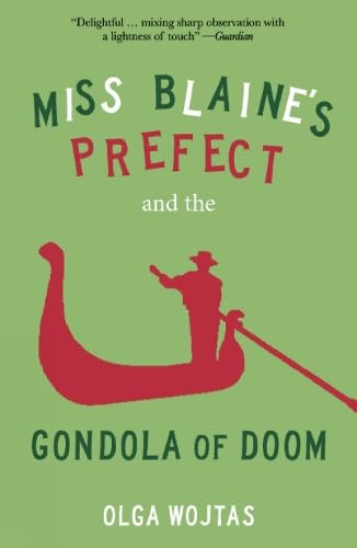 Book cover: green background, red gondola with figure, bold title text.