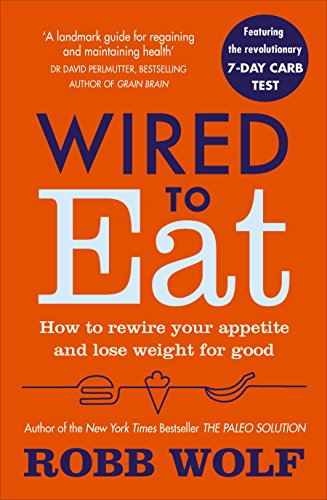 Book cover: "Wired to Eat" with orange background, white text, and food icons.