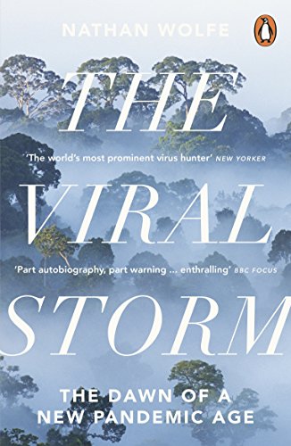Book cover: “The Viral Storm” with misty forest background.