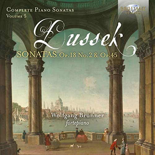 CD cover: classical scene with columns, text “Dussek” and “Brunner”.