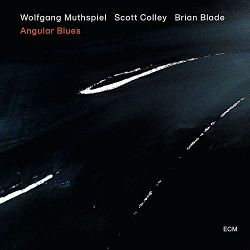 "Album cover with dark background, white streaks, and artist names at the top."