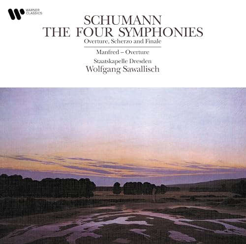 Vinyl cover showing a landscape painting under a sunset sky with text above.