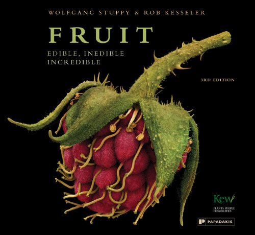 Book cover featuring a detailed, spiky red raspberry-like fruit against a black background.