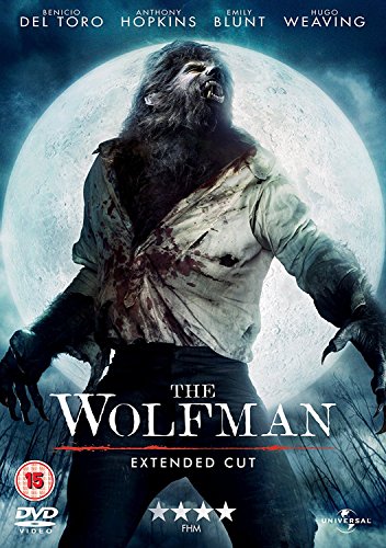 DVD cover of The Wolfman featuring a snarling werewolf before a large full moon.