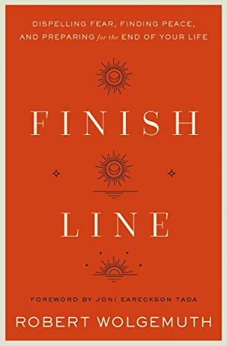 Orange book cover with white text reading "Finish Line" and sunburst graphics.