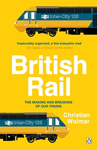 Book cover with yellow background, two Inter-City 125 train illustrations, and white text.