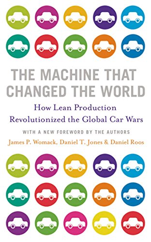 Book cover with colorful car icons and title "The Machine That Changed the World.