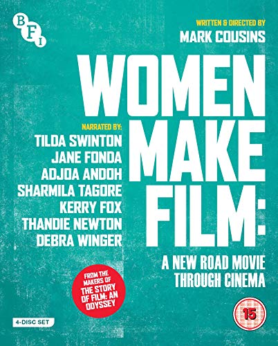 Blu-ray cover for “Women Make Film” with text listing narrators.