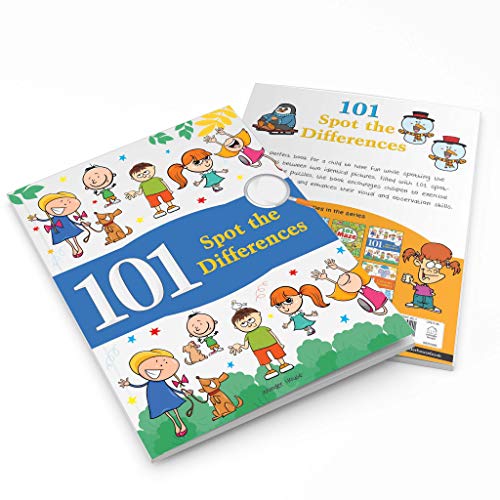 Two copies of a children's activity book titled 101 Spot the Differences with illustrations.